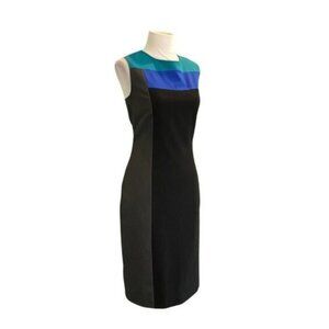 Calvin Klein Sleeveless Round Neck Multicolor Color Block Sheath Dress Size 8